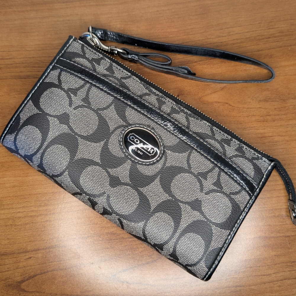 Coach Factory Canvas and Patent Leather Wristlet